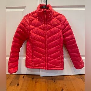 The North Face Puffer Jacket Coat Women's Small Red 550 Down Full Zip